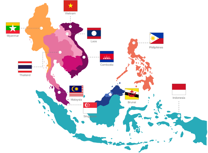 AOneSchools users across Southeast Asia shown on map